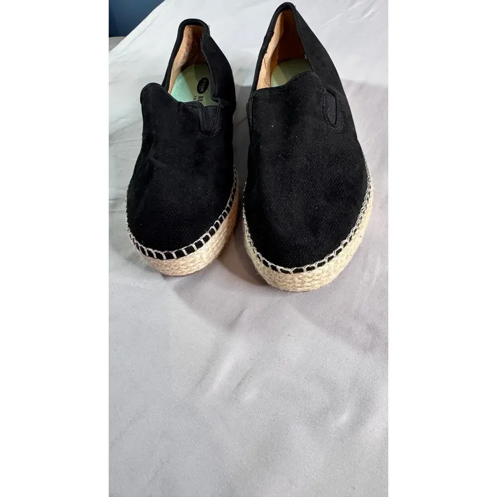 Dr Scholls Find Me Espadrille Loafers Womens 10 Black Slip On Comfort Shoes